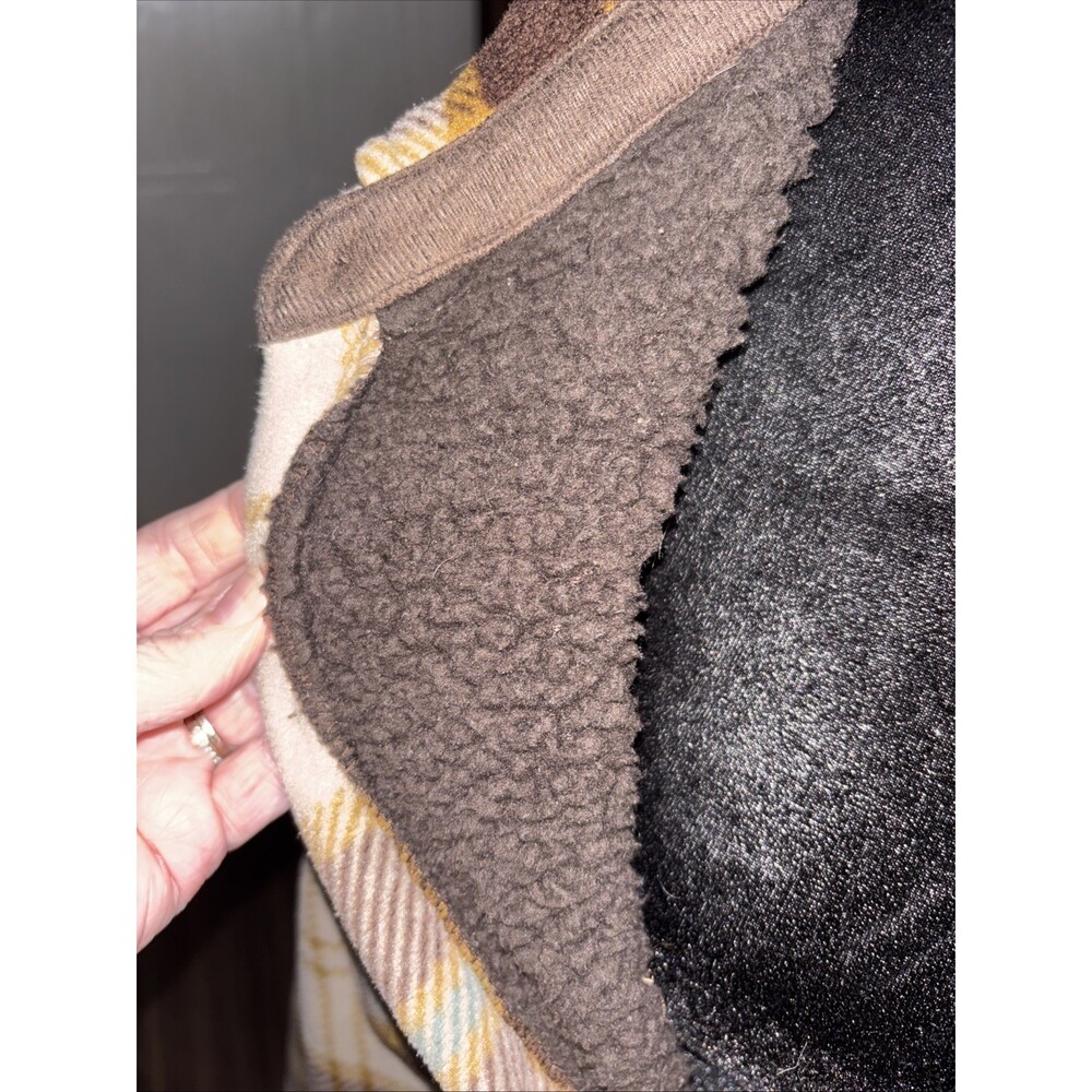 XXL Weatherproof Flannel Fleece Lined Jacket Brown Tan Plaid Button Up Pockets - Picture 6 of 13